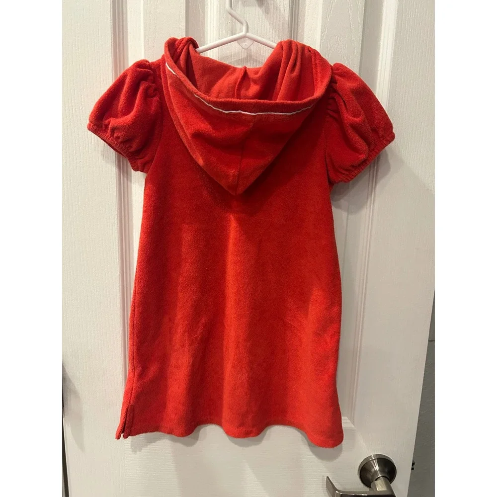 Janie and Jack Girls Red Terry Cloth Hooded‎ Swim Cover Up Dress Size 5 k7008
